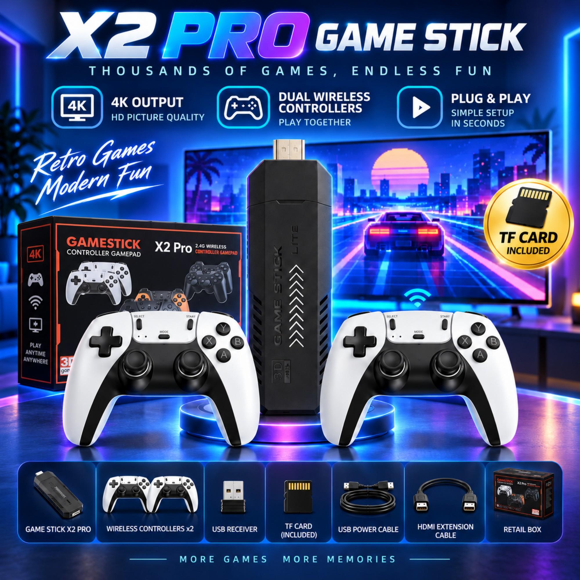 Retro Gaming X2 Pro - X2 PRO 게임 스틱: 4K HD